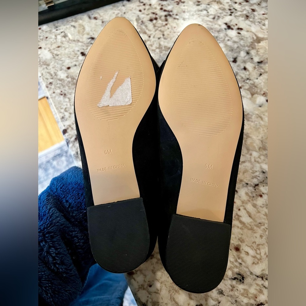 Talbots Edison Bow Suede Flats Black Suede Sparkly Bow Size 6 - Picture 3 of 7